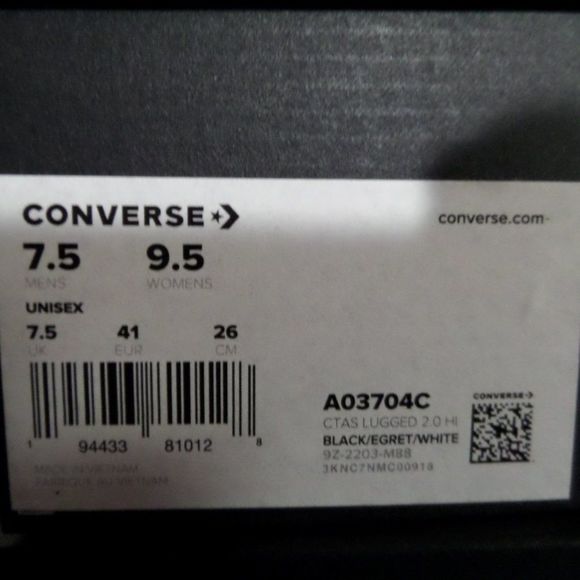 Converse Chuck Taylor All Star Lugged 2.0 Black Leather High Top Shoes A03704C - Picture 8 of 10